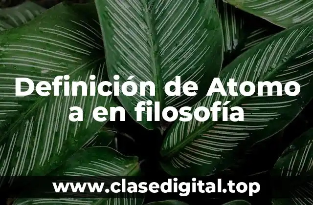 Definición de Atomo a en filosofía