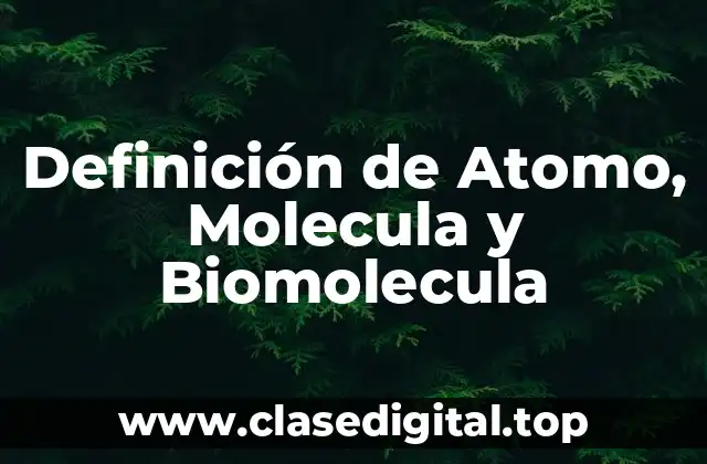Definición de Atomo, Molecula y Biomolecula