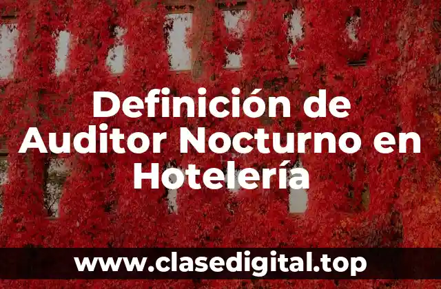 Definición de Auditor Nocturno en Hotelería
