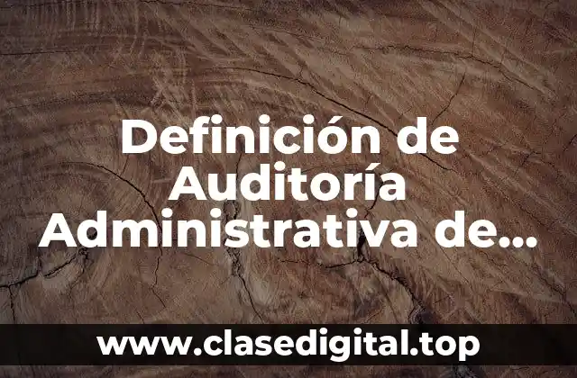 Definición de Auditoría Administrativa de una Muebleria