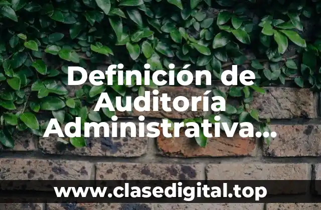 Definición de Auditoría Administrativa Interna y Externa