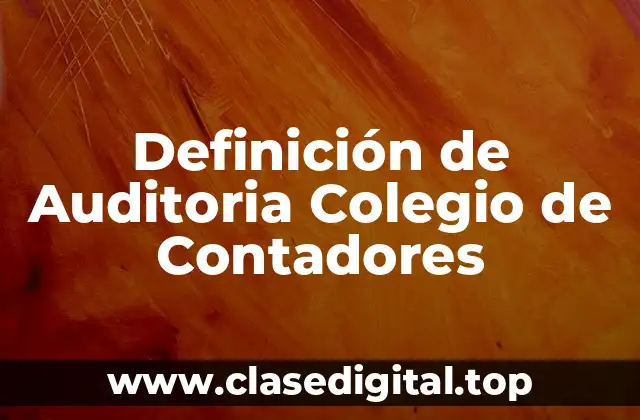 Definición de Auditoria Colegio de Contadores