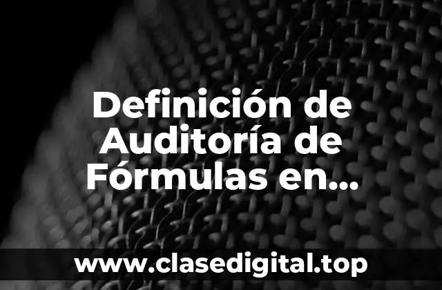 Definición de Auditoría de Fórmulas en Informática