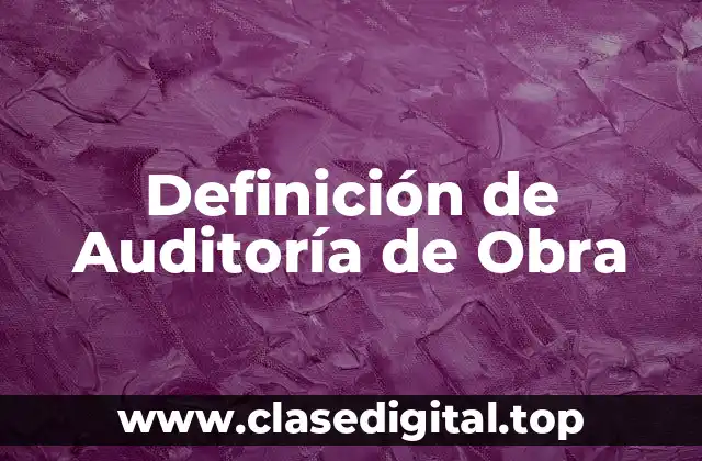 Definición de Auditoría de Obra