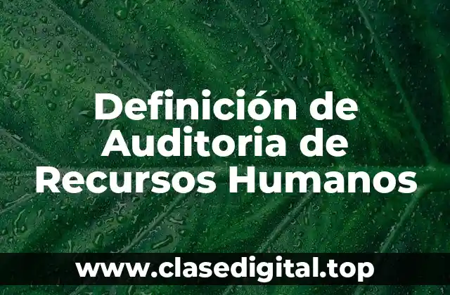 Definición de Auditoria de Recursos Humanos