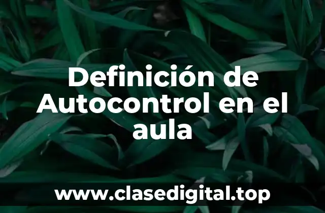 Definición de Autocontrol en el aula