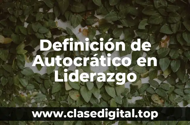Definición de Autocrático en Liderazgo