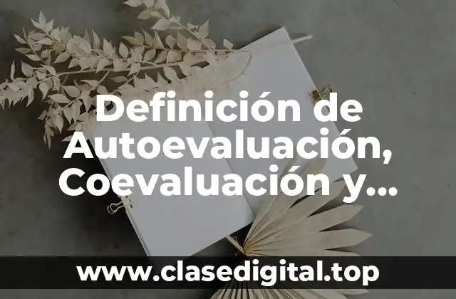 Definición de Autoevaluación, Coevaluación y Heteroevaluación