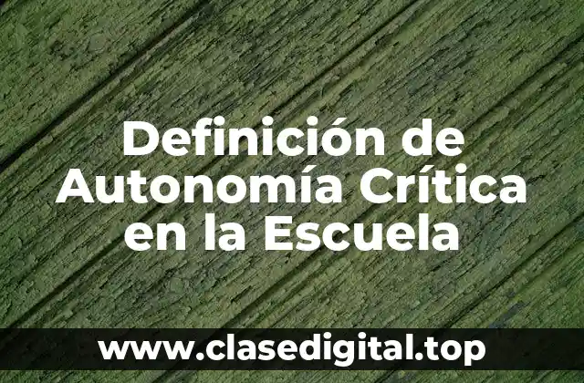 Definición de Autonomía Crítica en la Escuela
