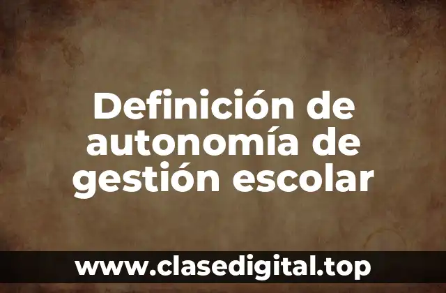 Definición técnica de autonomía de gestión escolar