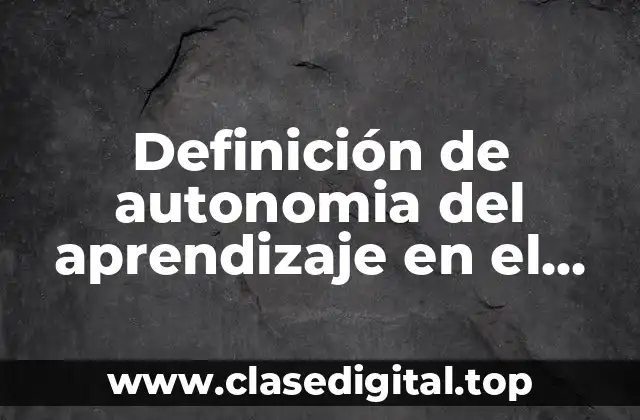 Definición de autonomia del aprendizaje en el alumno