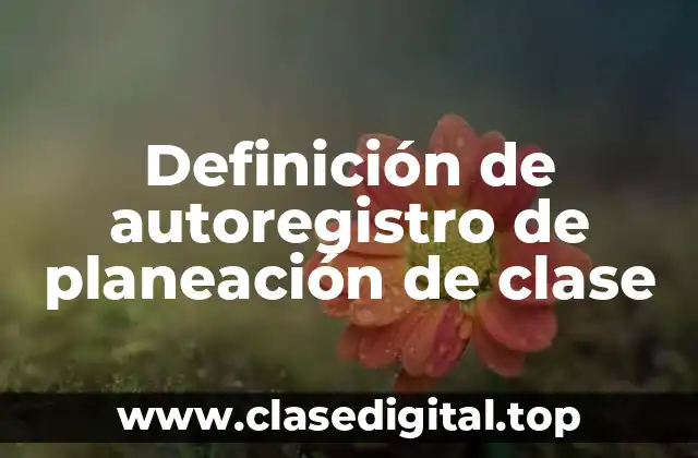Definición de autoregistro de planeación de clase
