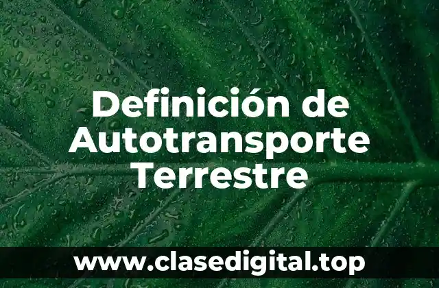 Definición Técnica de Autotransporte Terrestre