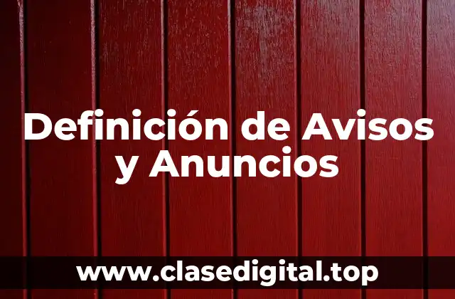 Definición de Avisos y Anuncios