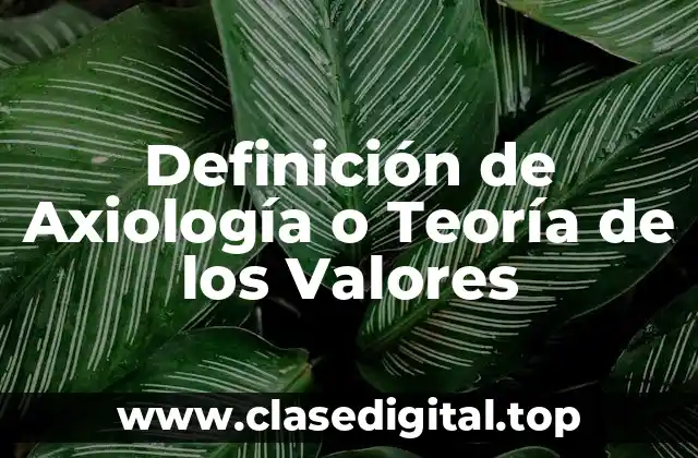 Definición de Axiología o Teoría de los Valores