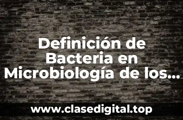 Definición de Bacteria en Microbiología de los Alimentos