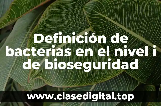 Definición de bacterias en el nivel i de bioseguridad