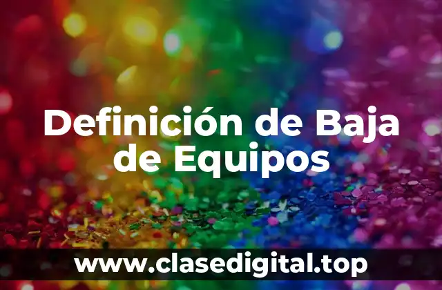 Definición de Baja de Equipos