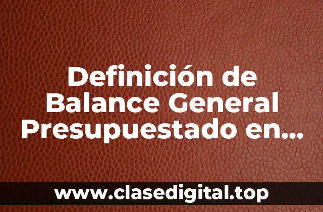 Definición de Balance General Presupuestado en un Proyecto