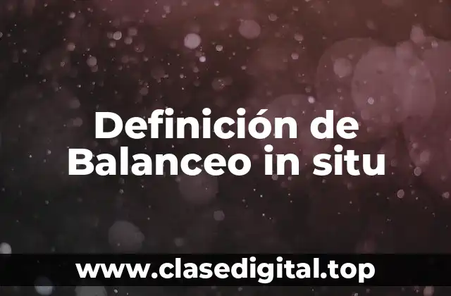 Definición de Balanceo in situ