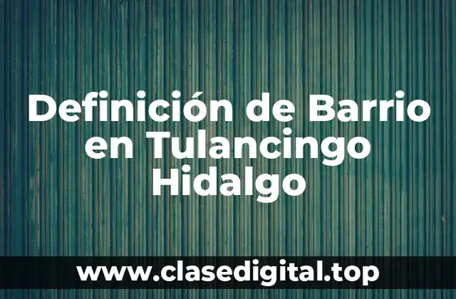 Definición de Barrio en Tulancingo Hidalgo