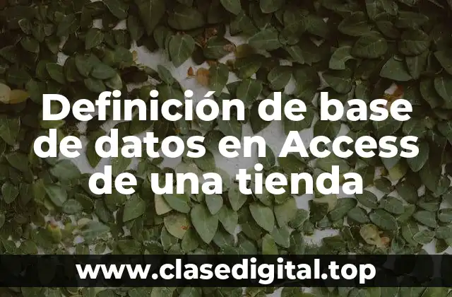 Definición de base de datos en Access de una tienda