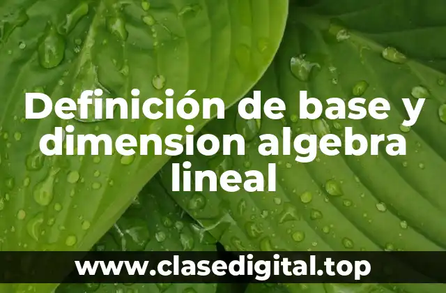 Definición de base y dimension algebra lineal