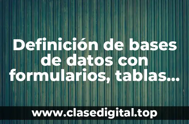 Definición de bases de datos con formularios, tablas, informes, etc.