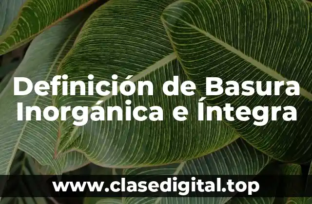 Definición de Basura Inorgánica e Íntegra