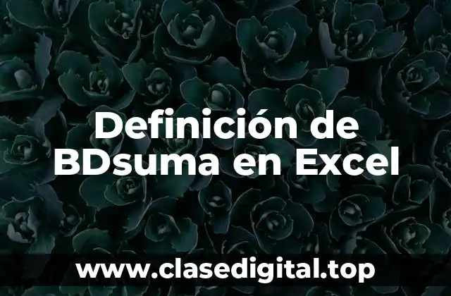 Definición de BDsuma en Excel