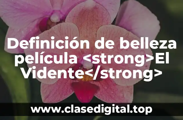 Definición de belleza película <strong>El Vidente</strong>