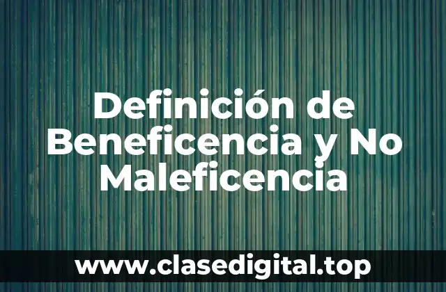 Definición Técnica de Beneficencia y No Maleficencia