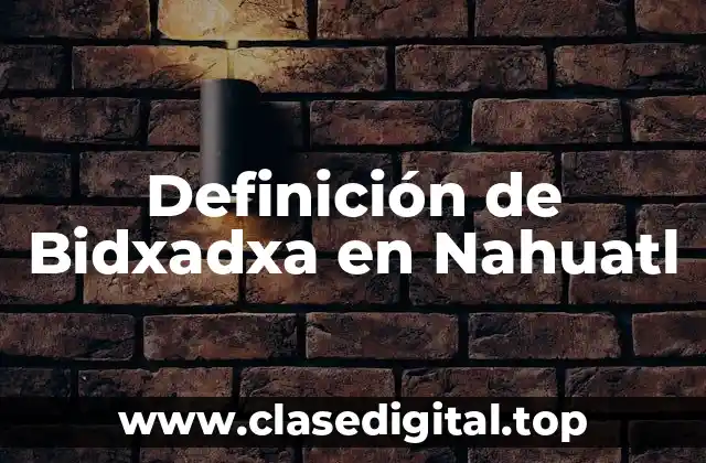 Definición de Bidxadxa en Nahuatl