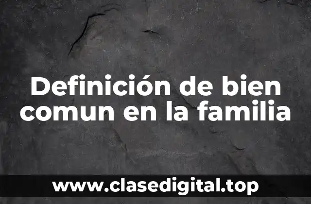 Definición de bien comun en la familia