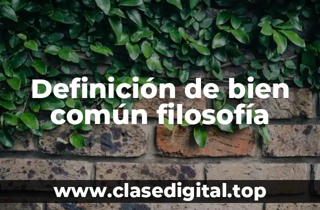 Definición de bien común filosofía