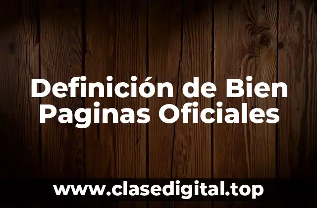 Definición de Bien Paginas Oficiales