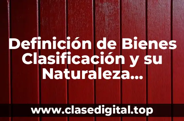 Definición de Bienes Clasificación y su Naturaleza Economía