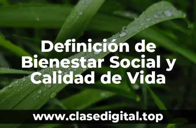 Definición de Bienestar Social y Calidad de Vida