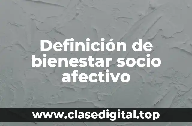 Definición técnica de bienestar socio afectivo