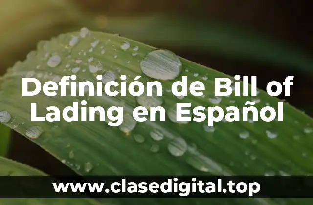 Definición de Bill of Lading en Español