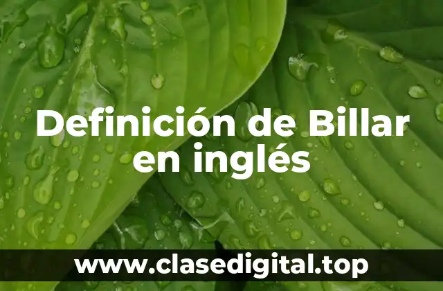 Definición de Billar en inglés