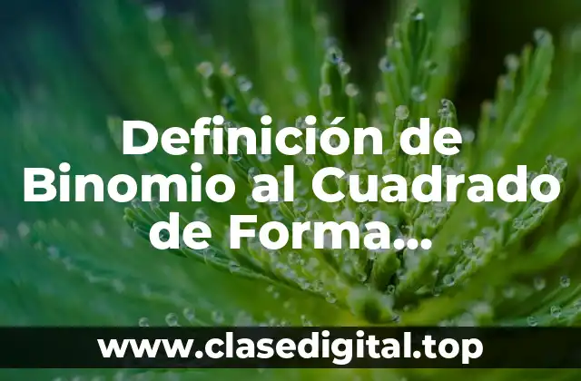 Definición de Binomio al Cuadrado de Forma Geométrica