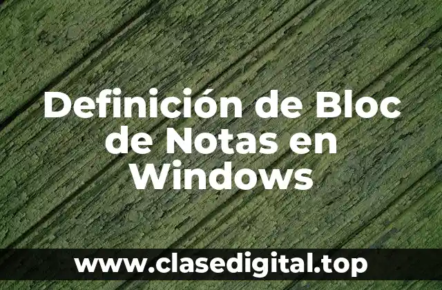 Definición de Bloc de Notas en Windows