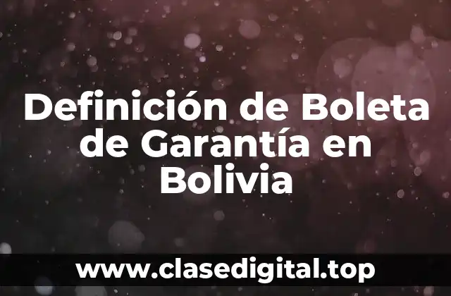 Definición de Boleta de Garantía en Bolivia