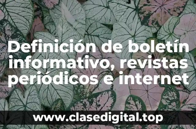 Definición de boletín informativo, revistas periódicos e internet