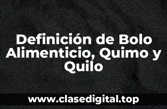 Definición de Bolo Alimenticio, Quimo y Quilo