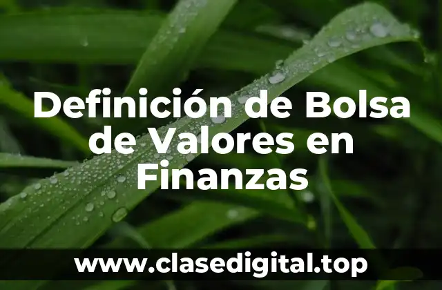 Definición de Bolsa de Valores en Finanzas