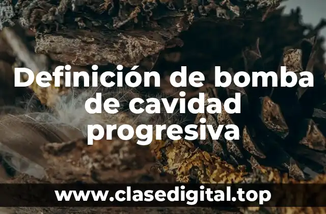 Definición de bomba de cavidad progresiva