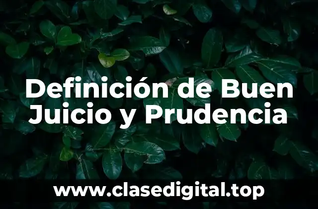 Definición de Buen Juicio y Prudencia