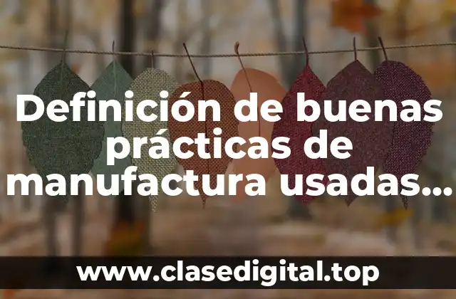 Definición de buenas prácticas de manufactura usadas en México